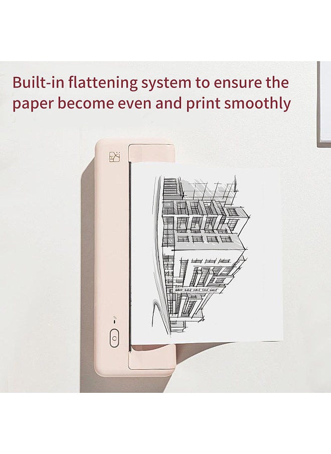 MT810 A4 Portable Paper Printer Thermal Printing Wireless BT Connect Compatible with iOS and Android Mobile Photo Printer Support 210mm/110mm with 1 A4 ThermaL Paper Roll