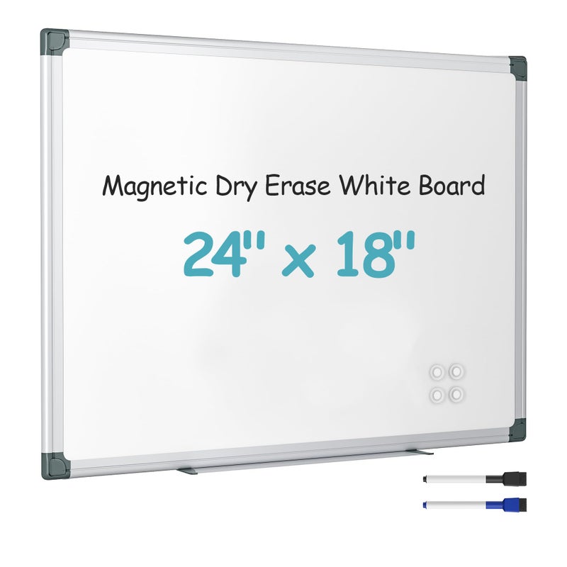 Paporia 24x18 White Board Dry Erase Board for Wall Hanging Aluminum Magnetic Whiteboard Magnetic Board with 1 Eraser 2 Markers 4 Magnets for College Dorm Room School Home Office - Image 2