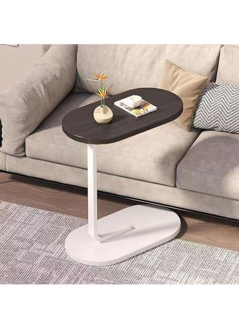 C Shaped Side Table, Coffee Table, End Table Under Sofa Living Room Table Snack Laptop Holder Stable Metal Frame for Bedroom Office Sofa Bed Side Table, Easy to assemble (grey&white)