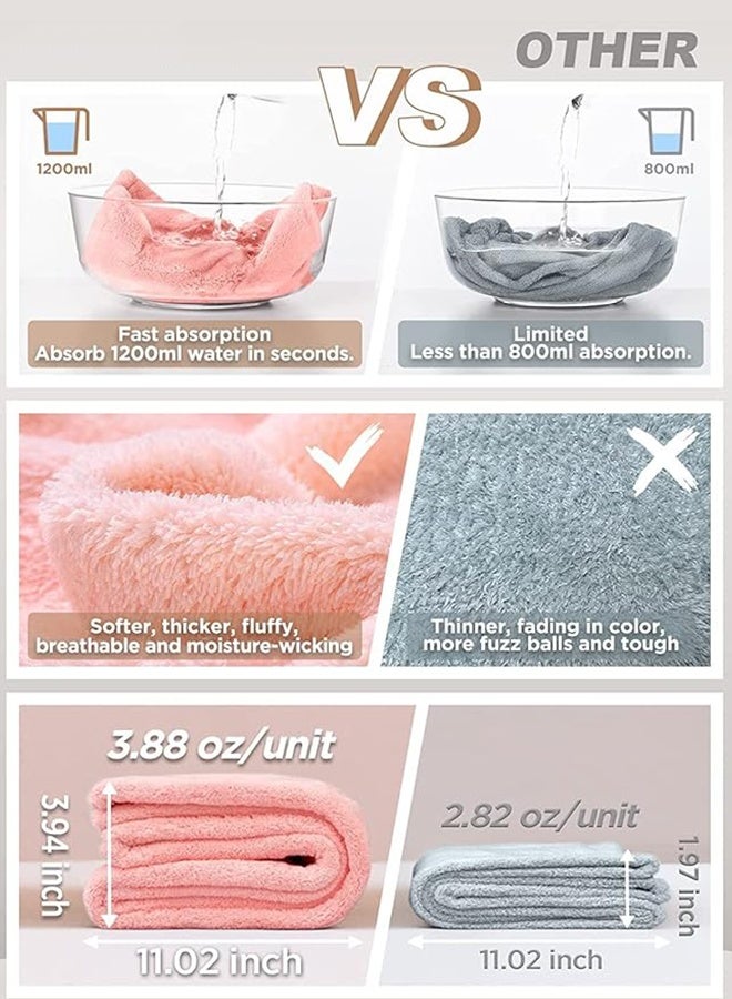 3 Packs Microfiber Hair Towel for Wet Hair, Drying Hair Wrap Towels for Curly Hair Women Anti Frizz - Pink Blue Grey - Image 3