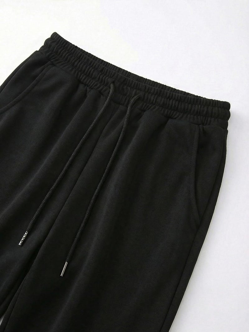 ZUGJAM Men's Baggy Sweatpants Wide Leg Lounge Sweat Pants with Pockets Black L - Image 4