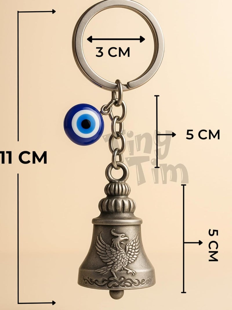 Tiny Tim Store Guardian Bell with Evil Eye Charm – Protective Motorcycle & Car Accessory – Tibetan-Inspired Design – Wards Off Negative Energy – Ideal Gift for Bikers & Travelers - Image 4