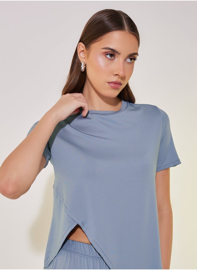 Take Two Asymmetrical Hem Short Sleeve T-Shirt and Pants Co-Ords  - Image 4