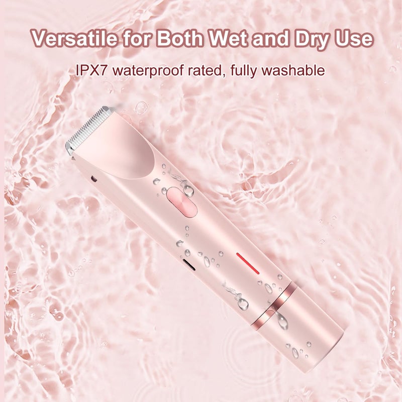Cqxfsgr Bikini Trimmer for Women 2 in 1 Dual Head - IPX7 Waterproof Painless Electric Razors for Beauty, Pubic Hair, Face, Legs & Underarmsâ€“ Portable Cordless Shaver with Fast Charging, Easy Cleaning (Pink) - Image 4