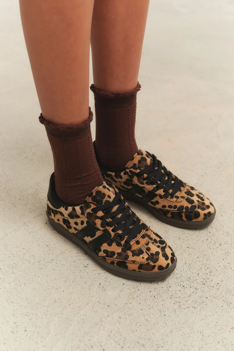muggo Leopard Guaranteed Women's Orthopedic Casual Lace-Up Walking Leopard Patterned Sneaker Sports Shoes