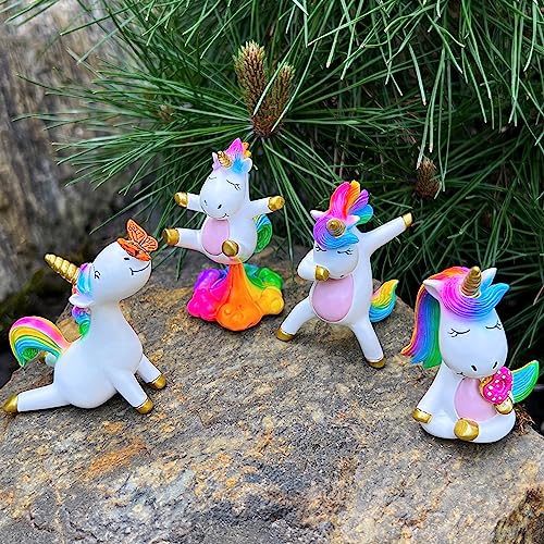 Mood Lab Miniature Unicorn Figurines Set - Funny Mini Statue Kit of 4 pcs - Unicorn Fairy Garden Accessories - Image 4