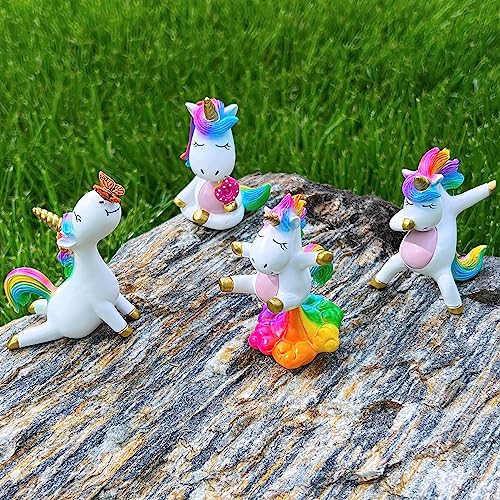 Mood Lab Miniature Unicorn Figurines Set - Funny Mini Statue Kit of 4 pcs - Unicorn Fairy Garden Accessories - Image 5