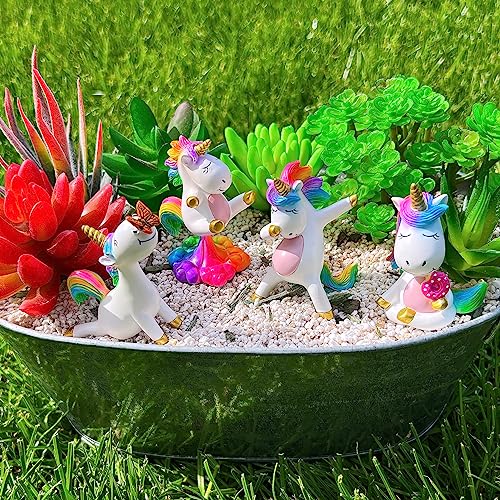 Mood Lab Miniature Unicorn Figurines Set - Funny Mini Statue Kit of 4 pcs - Unicorn Fairy Garden Accessories - Image 2