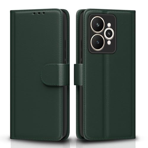 Pikkme Flip Cover for Realme 15 Pro 5G Leather Finish | Inside TPU with Card Pockets | Wallet Stand and Shock Proof | Complete Protection Flip Case(Green) - Image 1