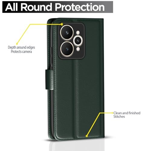 Pikkme Flip Cover for Realme 15 Pro 5G Leather Finish | Inside TPU with Card Pockets | Wallet Stand and Shock Proof | Complete Protection Flip Case(Green) - Image 4