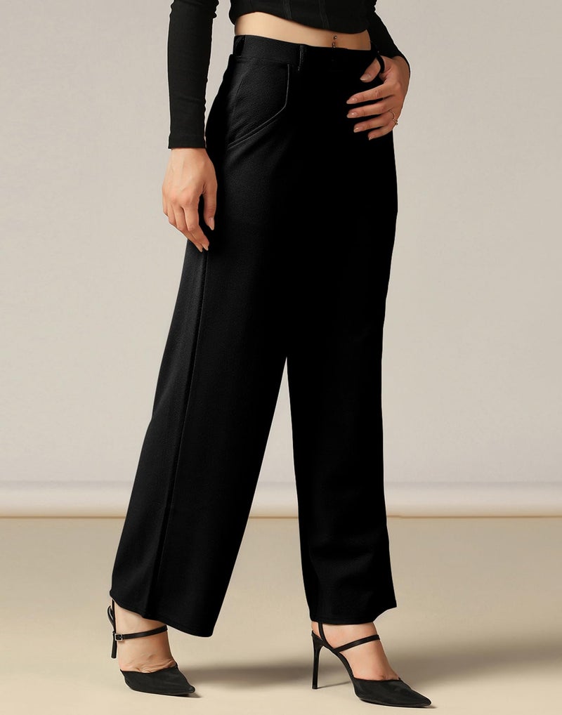 SIRIL Women's Polyester Solid Regular Fit Formal Trouser Pant for Office, College & Events Formal Casual Daily Use (872BTK244-M_Black) - Image 4