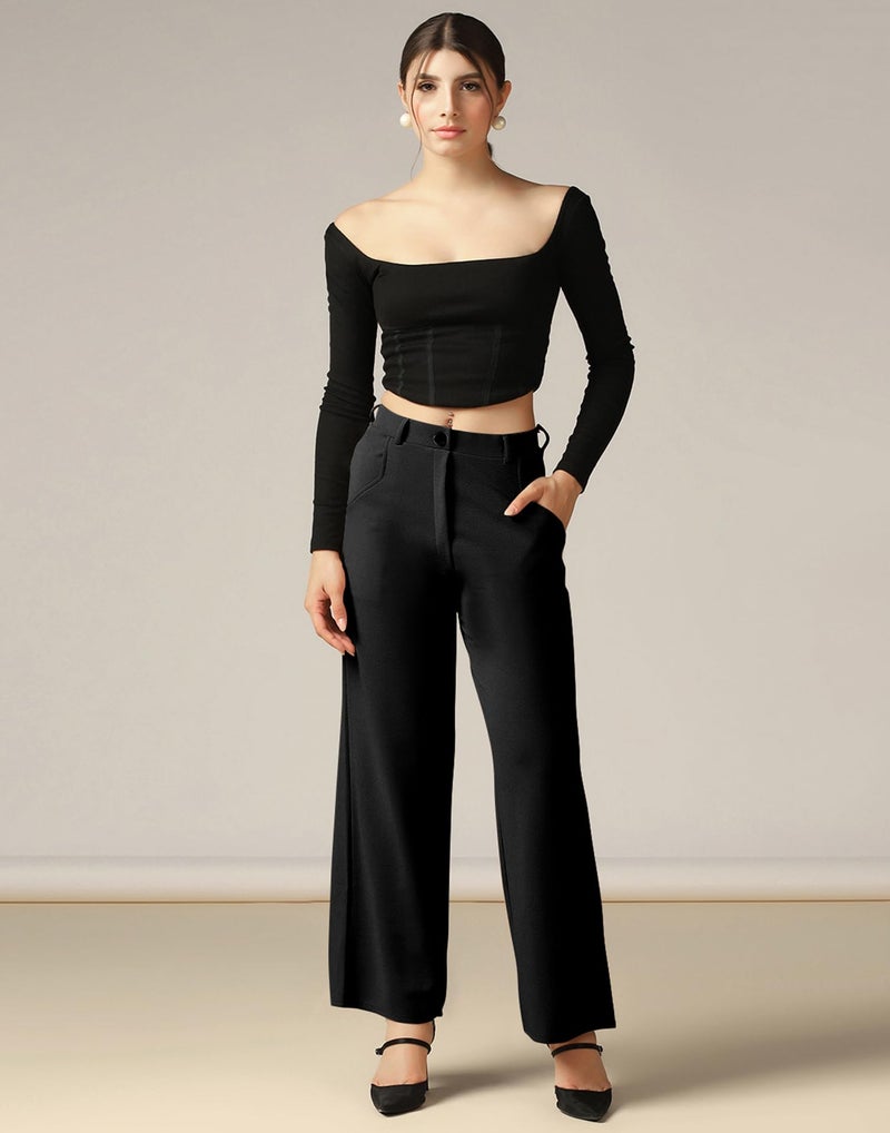 SIRIL Women's Polyester Solid Regular Fit Formal Trouser Pant for Office, College & Events Formal Casual Daily Use (872BTK244-M_Black) - Image 5