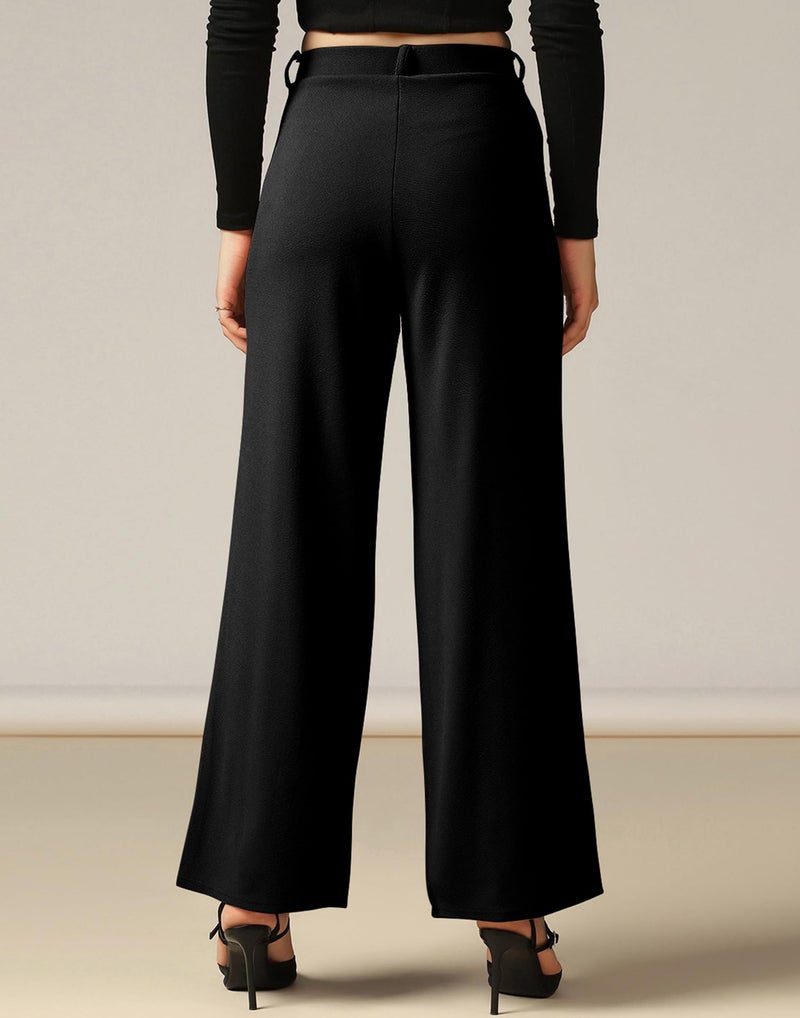 SIRIL Women's Polyester Solid Regular Fit Formal Trouser Pant for Office, College & Events Formal Casual Daily Use (872BTK244-M_Black) - Image 2