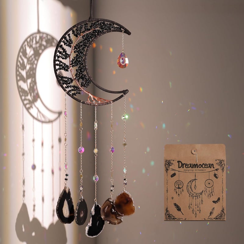 Dreamocean أجراس رياح من الكريستال على شكل قمر، للتزيين الداخلي أو الخارجي - Image 1