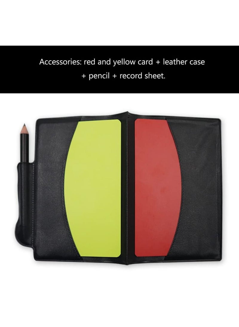 KASTWAVE - 3 Set Soccer Coach Whistle with Referee Card Set, Warning Referee Red and Yellow Cards and Metal Referee Whistle for Game Sports, Soccer Football Penalty Card Wallet with Record Sheet and Pencil - Image 1