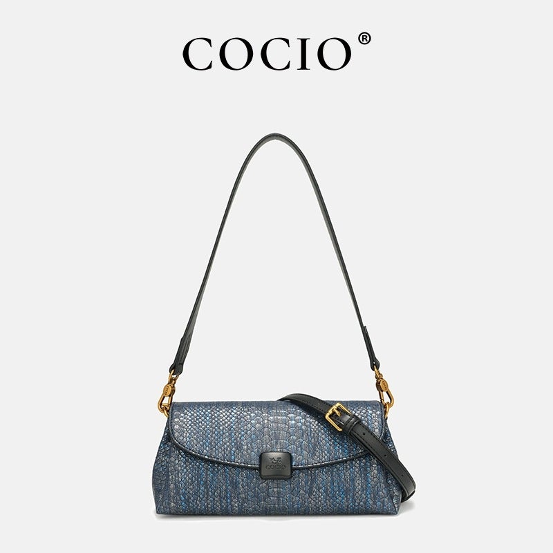 Cocio New Snake Blue Underarm Bag Multi-Compartment Casual Soft Leather Women'S Bag Live Sale - Image 2