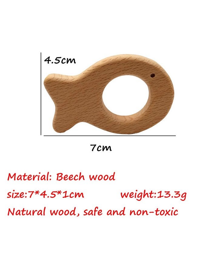 Alenybeby Alenybeby 2pcs Natural Wooden Fish Pendant Pure Natural Beech Wood Animal Shape for Handmade Necklace/Bracelet (Fish 2pcs) - Image 2