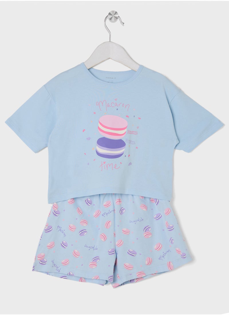 NAME IT - Kids Graphic Crew Neck T-Shirt And Short Set - Image 1