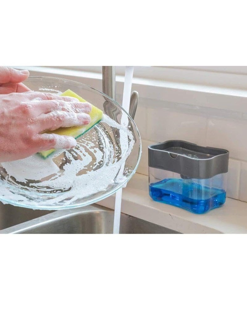 Lotus unique Lotus unique 2 in 1 Soap Dispenser for Bathroom Accessories Dishwasher Liquid Holder Liquid Dispenser Pump 400 ML with Sponge Holder Kitchen Sink Accessories Items (Multi-Color) Pack of 1  - Image 4