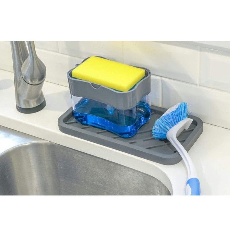Lotus unique Lotus unique 2 in 1 Soap Dispenser for Bathroom Accessories Dishwasher Liquid Holder Liquid Dispenser Pump 400 ML with Sponge Holder Kitchen Sink Accessories Items (Multi-Color) Pack of 1  - Image 5