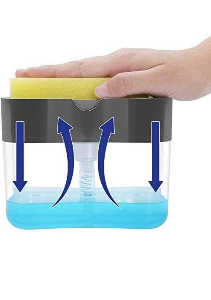 Lotus unique Lotus unique 2 in 1 Soap Dispenser for Bathroom Accessories Dishwasher Liquid Holder Liquid Dispenser Pump 400 ML with Sponge Holder Kitchen Sink Accessories Items (Multi-Color) Pack of 1  - Image 3