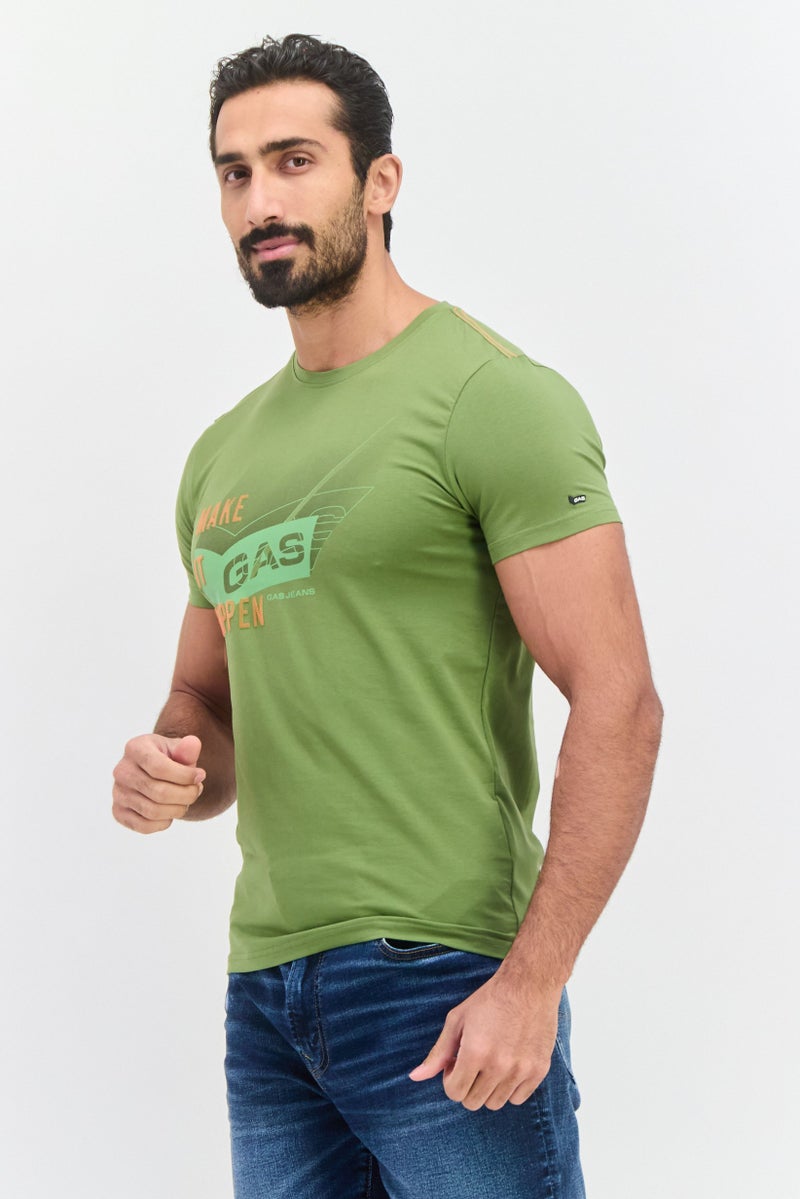 GAS Men Round Neck Short Sleeves Printed T-shirt, Dark Green - Image 2