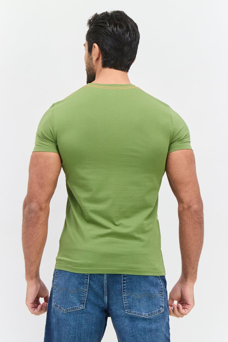 GAS Men Round Neck Short Sleeves Printed T-shirt, Dark Green - Image 3