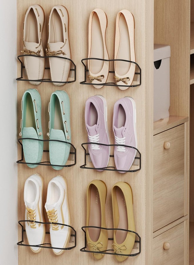 PrimZooty Wall Mounted Shoe Rack 6PCS, with Sticky Hanging Strips, Metal Wall Shoe Storage, Hanging Shoe Organizer for Door/RV/Wall - Image 1