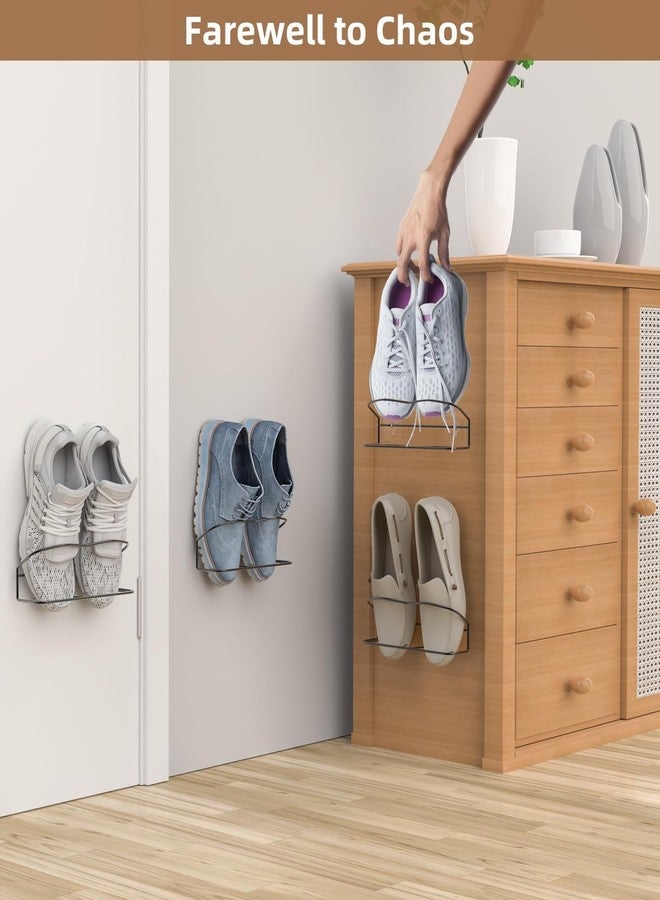 PrimZooty Wall Mounted Shoe Rack 6PCS, with Sticky Hanging Strips, Metal Wall Shoe Storage, Hanging Shoe Organizer for Door/RV/Wall - Image 2
