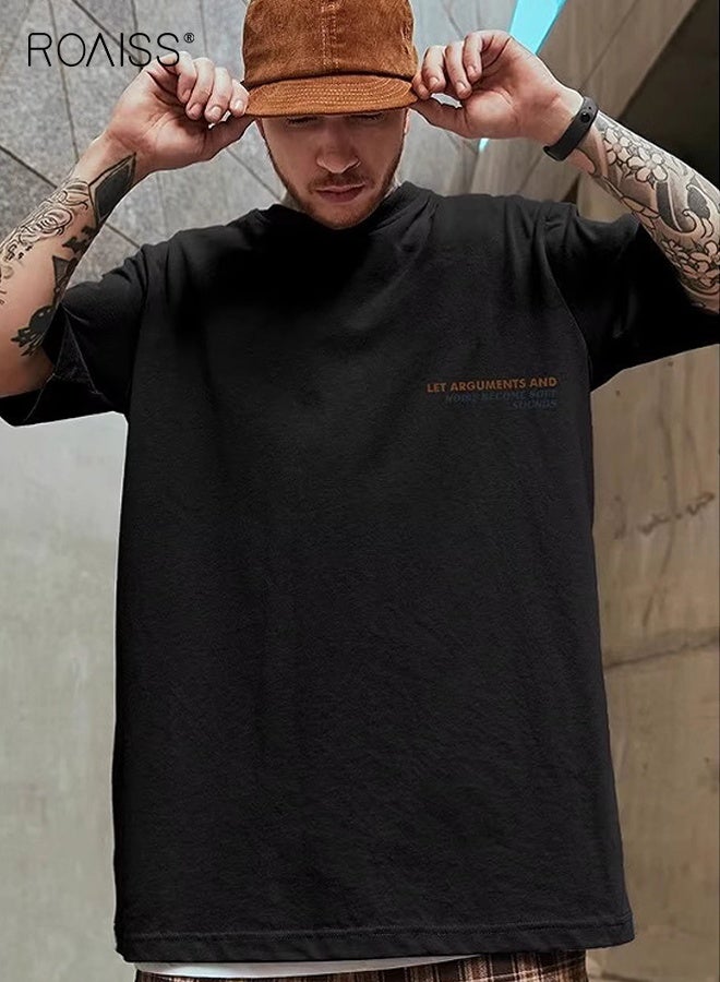 roaiss Men 2 Pack Summer T-shirt Set, Basic Baggy Tees for Men, Classic Round Neck Short Sleeved Tops, Soft Comfortable T shirts with Exquisite Print, Suitable for Daily Wear or Any Occasion - Image 3