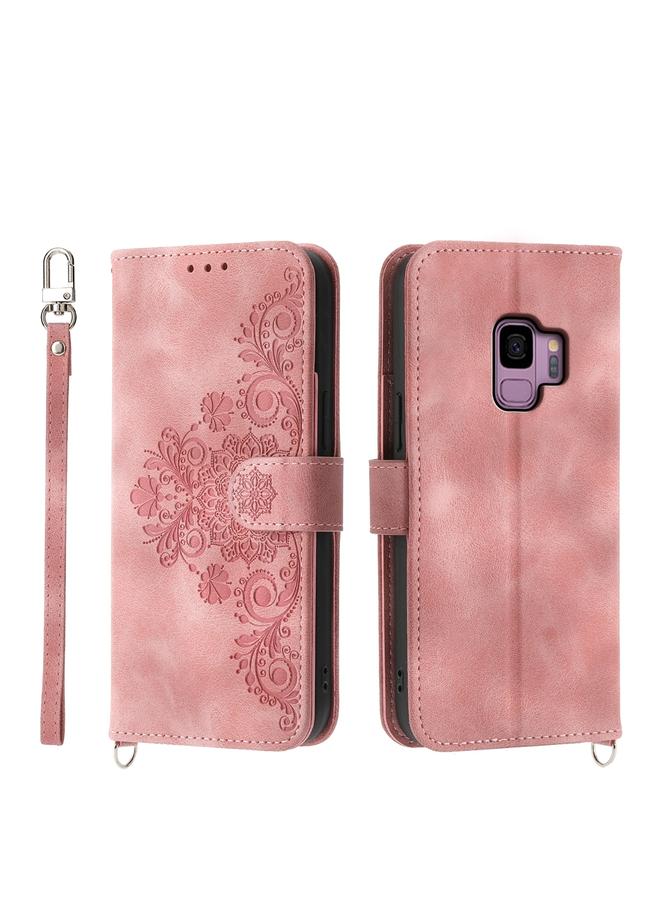 اس-توب جراب لهاتف Samsung Galaxy S9 مصنوع من الجلد ومزين بنقشة زهور - Image 1