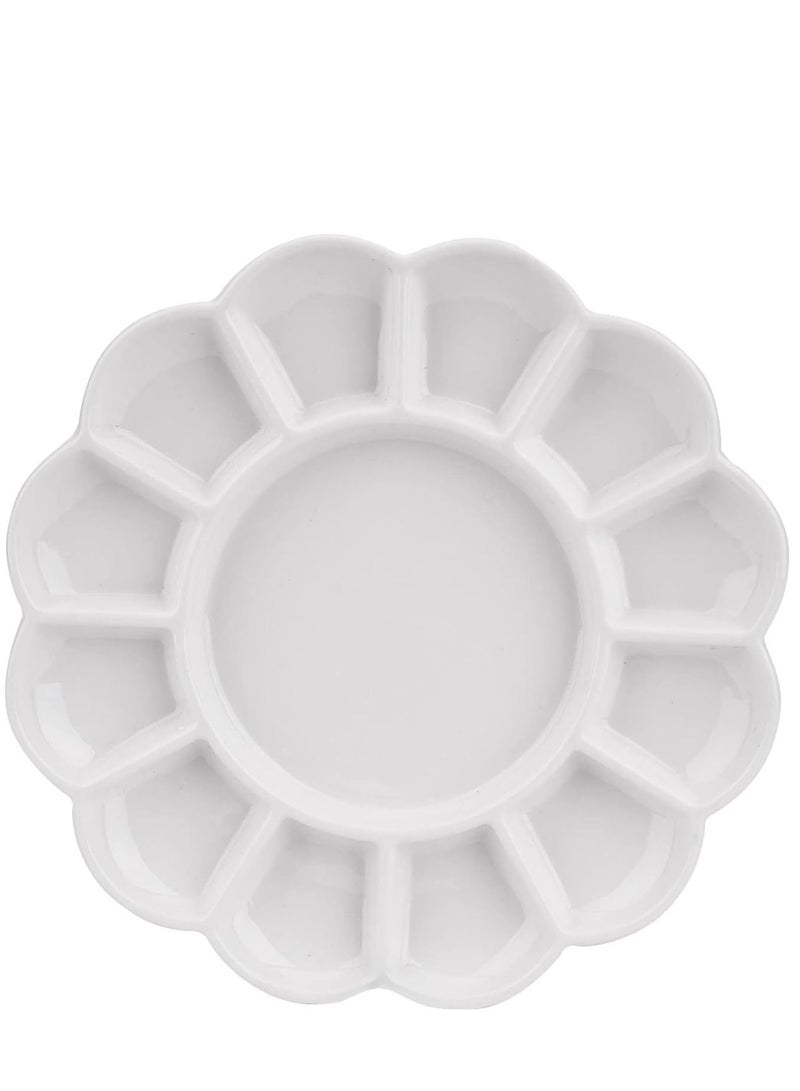 KASTWAVE لوحة ألوان سيراميكية للفنانين مقاس 8 بوصات و13 بئرًا، صينية خلط دائرية من السيراميك للألوان المائية والغواش والرسم الزيتي الأكريليكي - Image 1