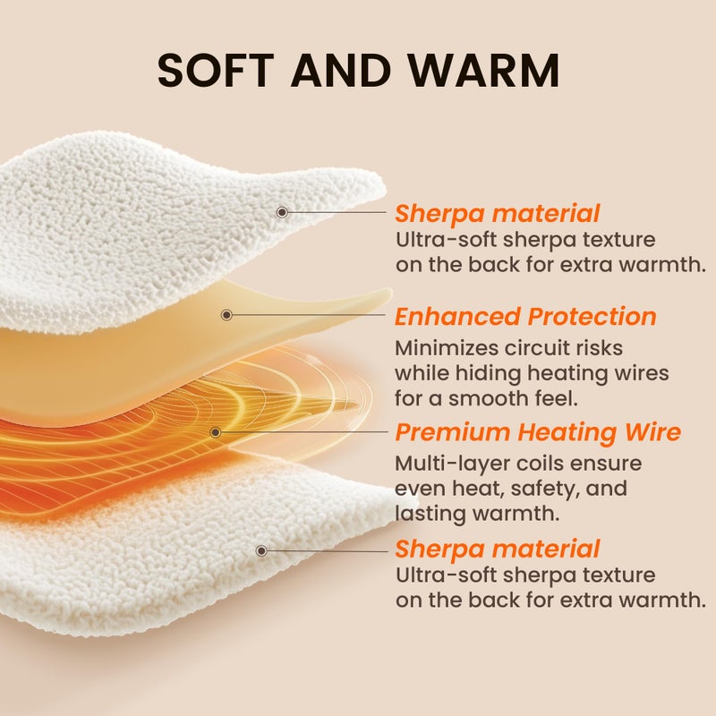 blunique Heated Blanket Electric Blanket Throw - Fast Heating Blanket Throw Double Sided Sherpa Ultra Soft Cozy with 6 Heating Levels & 1-4 Hours Auto Off, Mashine Washable, 50 x 60 Inches, Grey - Image 5