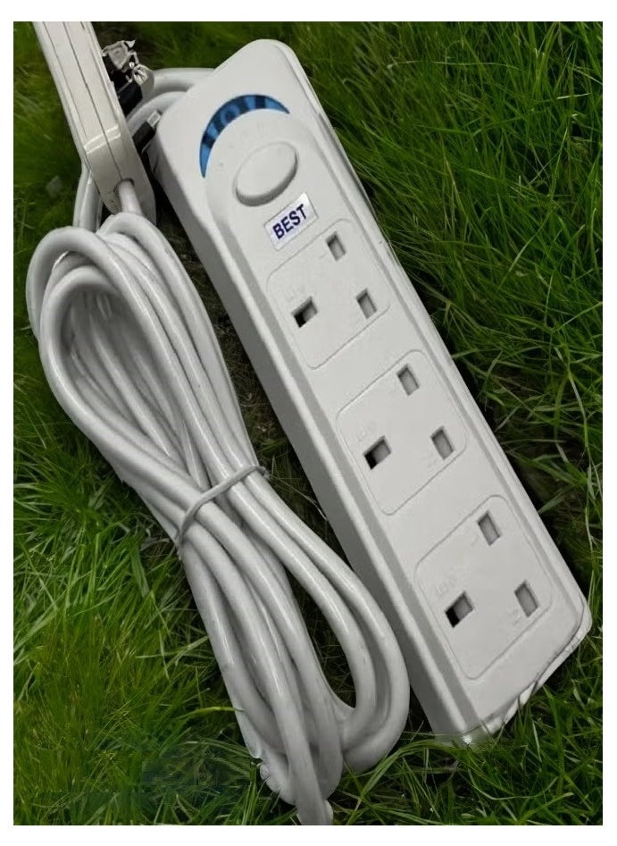 Best - Power Extension Cord with Surge Protector 3 Power Sockets, Power Strip, Extension Lead - Image 1