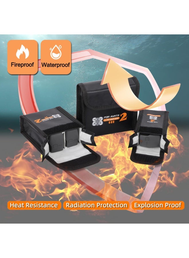 For DJI Avata 2 Lipo Battery Safe Bag, Fireproof Explosionproof Battery Bag Protective Storage Bag, Avata2 Drone Battery Storage Bag For DJI Avata2 Accessory (For 3Pcs Batteries) - Image 2