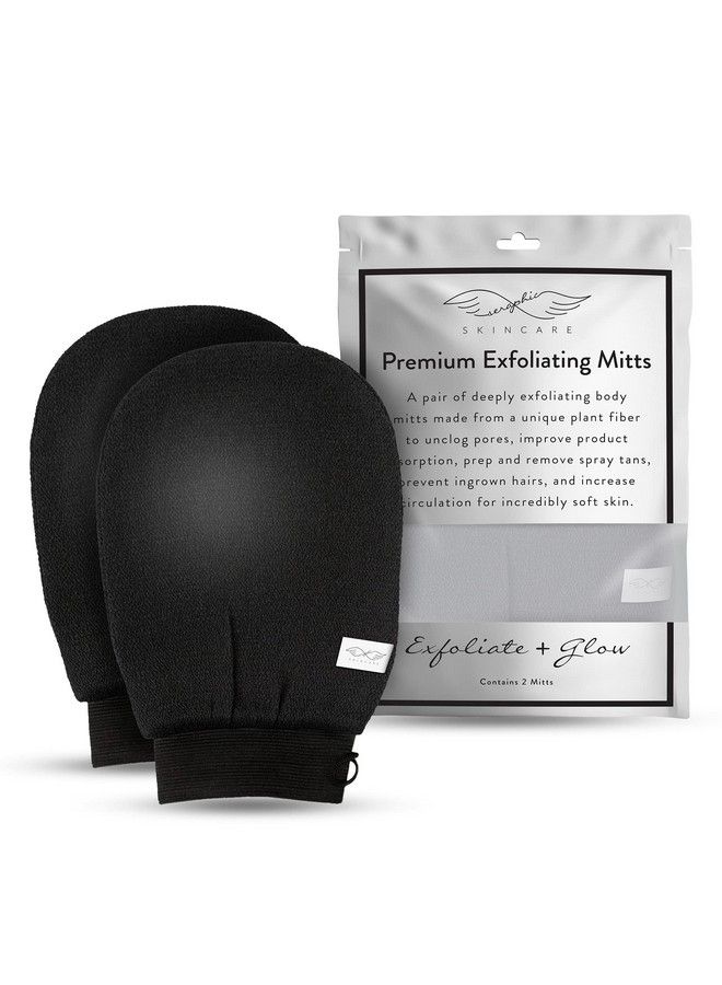 Seraphic Skincare Korean Exfoliating Mitts (2Pcs) Microdermabrasion At Home Exfoliating Gloves Visibly Lift Away Dead Skin Great For Spray Tan Removal Or Keratosis Pilaris Made Of 100% Viscose Fiber  - Image 2
