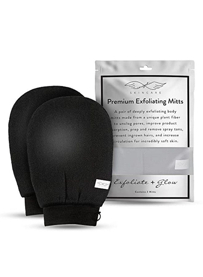 Seraphic Skincare Korean Exfoliating Mitts (2Pcs) Microdermabrasion At Home Exfoliating Gloves Visibly Lift Away Dead Skin Great For Spray Tan Removal Or Keratosis Pilaris Made Of 100% Viscose Fiber  - Image 1