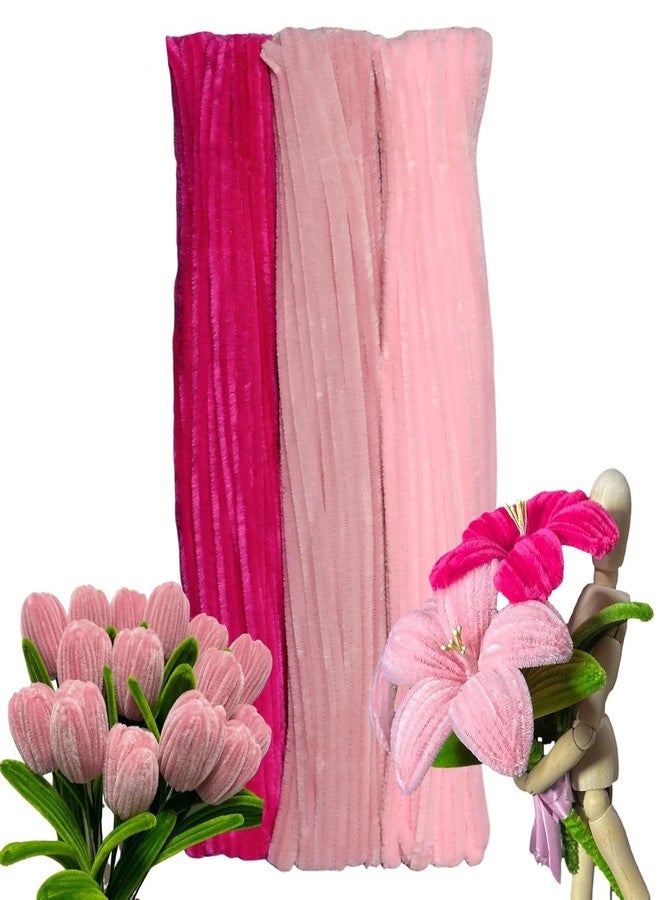 3A Featuretail Pipe Cleaners for Craft Bulk, Pipe cleaner for Craft Flower, Fluffy Chenille Stems for Making Shapes, Flowers, & Decorations(12 inches x 0.24 inches) (Shades of Pink, 300 Pc) - Image 1