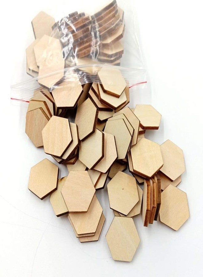 Cliths Pack of 30 pcs Wooden Pieces Hexagon Wood Shape Beech Wood for DIY Arts Craft Project Ready to Paint or Decorate - Image 5