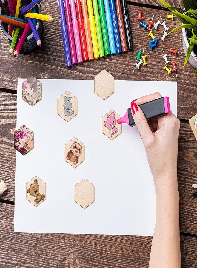 Cliths Pack of 30 pcs Wooden Pieces Hexagon Wood Shape Beech Wood for DIY Arts Craft Project Ready to Paint or Decorate - Image 4