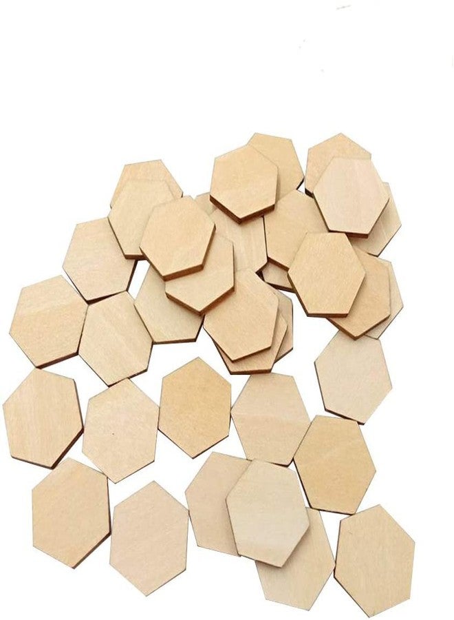 Cliths Pack of 30 pcs Wooden Pieces Hexagon Wood Shape Beech Wood for DIY Arts Craft Project Ready to Paint or Decorate - Image 3