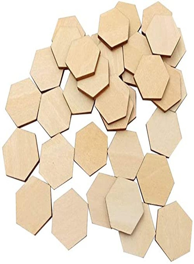 Cliths Pack of 30 pcs Wooden Pieces Hexagon Wood Shape Beech Wood for DIY Arts Craft Project Ready to Paint or Decorate - Image 1