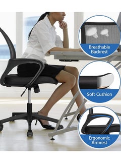 CityRiya-Long Ergonomic Home Office Chair Gaming Chair Computer Chair with Lumbar Support & Armrest Breathable Mesh Task Chair Rolling Computer Desk Chair 360 Swivel and Adjustable Height  - Image 3