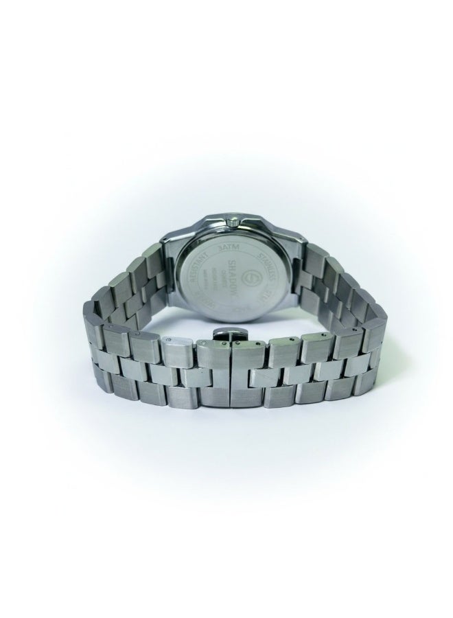 SHADOW Vertex Men’s Watch SD1417 Stainless Steel Strap White Textured Dial Quartz Analog Wristwatch with Date Display - Image 5