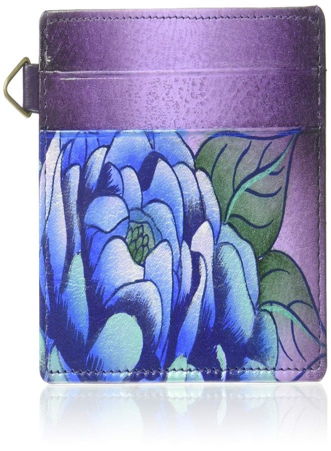Anna by Anuschka Women's Hand Painted Genuine Leather Credit Card Case - Precious Peonies-Eggplant - Image 1