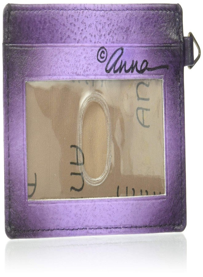 Anna by Anuschka Women's Hand Painted Genuine Leather Credit Card Case - Precious Peonies-Eggplant - Image 2
