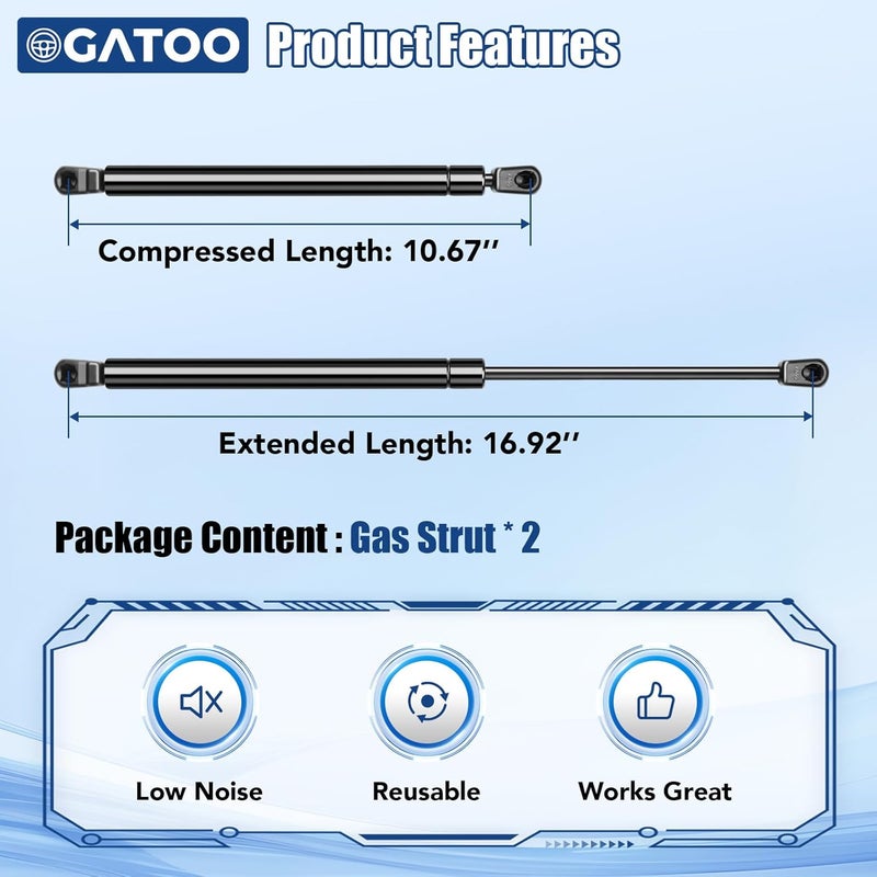 OGATOO دعامات رفع غطاء المحرك الأمامي، دعامات صدمات، نوابض غازية متوافقة مع لكزس GS300 1998 1999 2000 2001 2002 2003 2004 2005، GS400 98-00، GS430 01-05، استبدال 4536 5345039155 95906 (مجموعة من قطعتين) - Image 3
