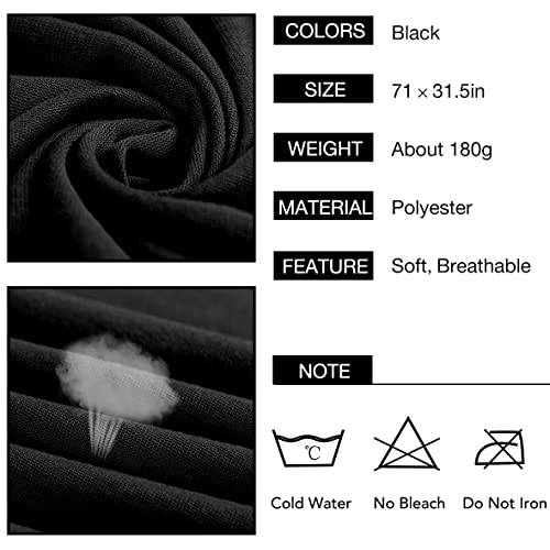 Kachanaa Stretch Jersey Turban Head Wraps Long Solid Color African Shawl Hair Scarfs Lightweight Breathable Head Bands Ties for Black Women(Black) - Image 3