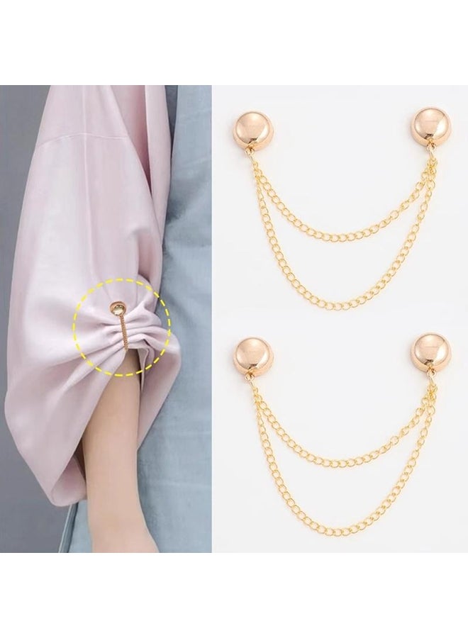 2Pcs Multi-Function Magnetic Clothing Clip With Chain Metal Buttons Clip Clothes Scarf Trouser Legs Cuff Fixing Magnet Pin 