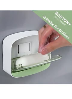 BORTONY Bar Soap Holder Shower Caddy 2 Pack Shower Soap Holder with Lid Waterproof and Leakproof Soap Container Soap Saver Strong Self Adhesive Soap Holder for Home Travel Camping  - Image 2